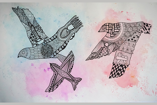 Caitlin A. Christmas Art Story 3 birds