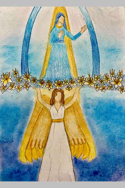 Emily C. Christmas Art Story Mary with angel