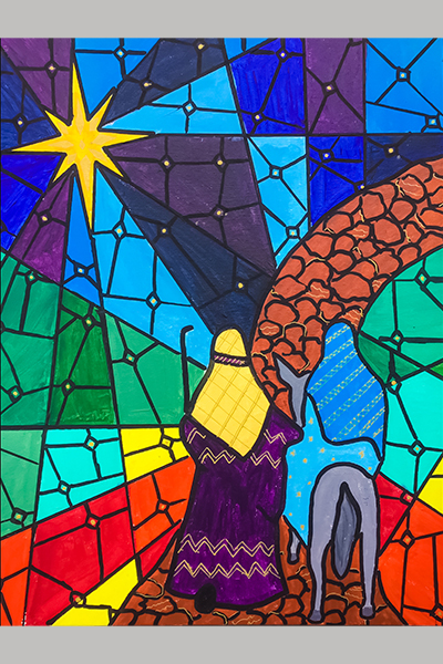 Nathan M. Christmas Art Story 3 kings following northern star