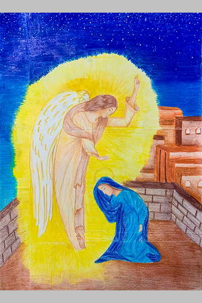 Tara S. Christmas Art Story Mary with Angel