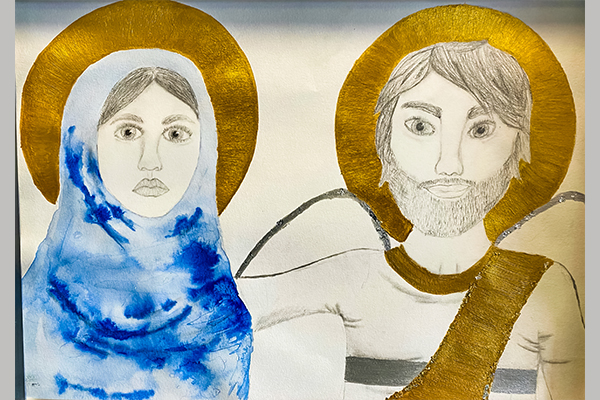 Zoe B. Christmas Art Story Mary and angel