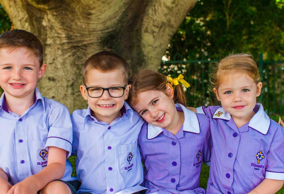 Kindergarten students on their first day of primary school.