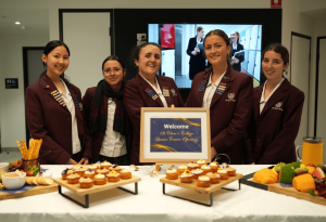 A photo showing St Clare's College Waverly students with the fantastic hospitality they provided to mark the opening of The Lumos Centre