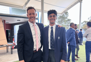 A photo of Hanna with PDHPE teacher Richard Kemp