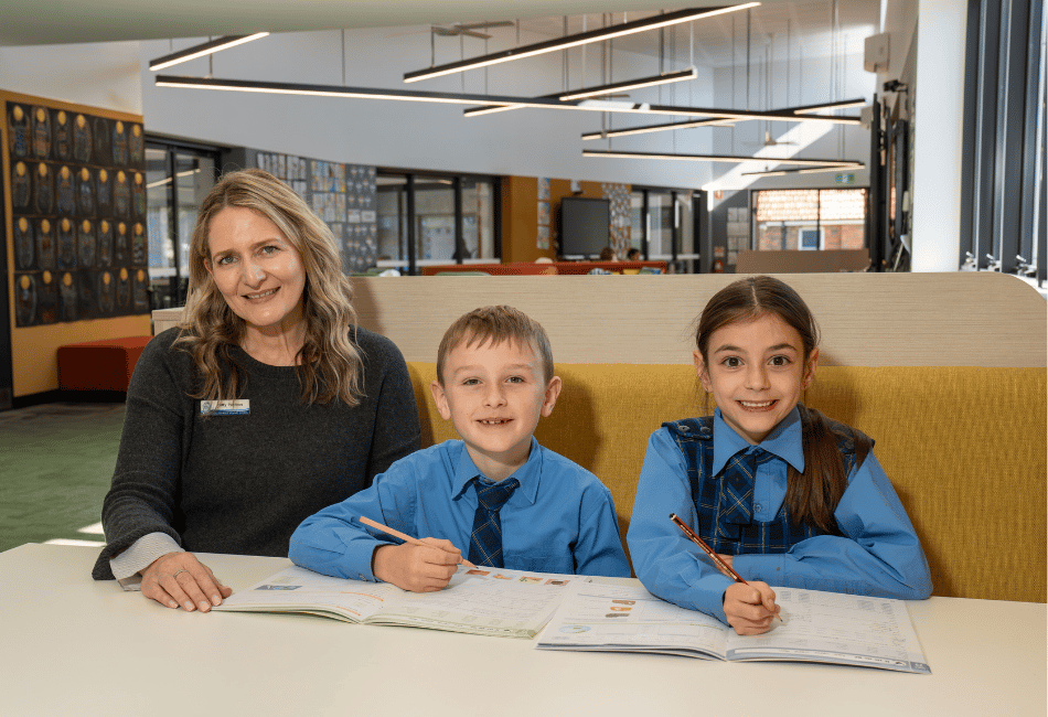 Two students from Regina Coeli Catholic Primary School in Beverly Hills on their way to 2026 NAPLAN success with the help of their wonderful teachers