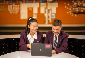 A photo showing two St Anthony of Padua Catholic College Austral students studying on their way to 2026 NAPLAN success